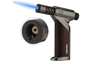 PIPITA Kitchen Torch for Kitchen Flambbler and DIY, Soldering Torch with Safety Lock and Adjustable Flame, Refillable Butane Gas Lighter for BBQ Creme Brulee, Welding, Baking (Without Gas)