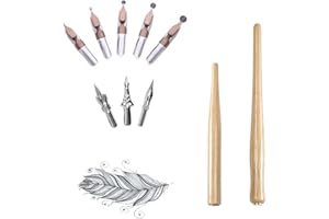 MiaLover 10 Stück Schreibfeder set,Federhalter mit Zeichenfeder für Comics, Federhalter mit Feder mit 2 Holzfarbe Holz Stifthaltern 8 Federn für Karikaturisten und Künstler