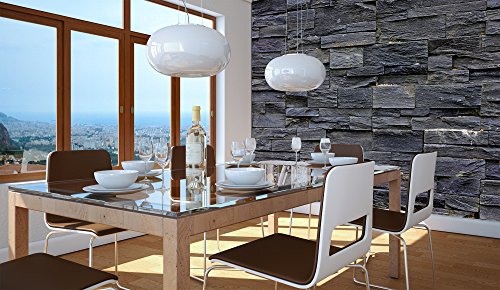 GREAT ART Schwarze Steinwand Wanddekoration – Wandbild Steinmauer Motiv XXL Poster (140 x 100 cm) - 4