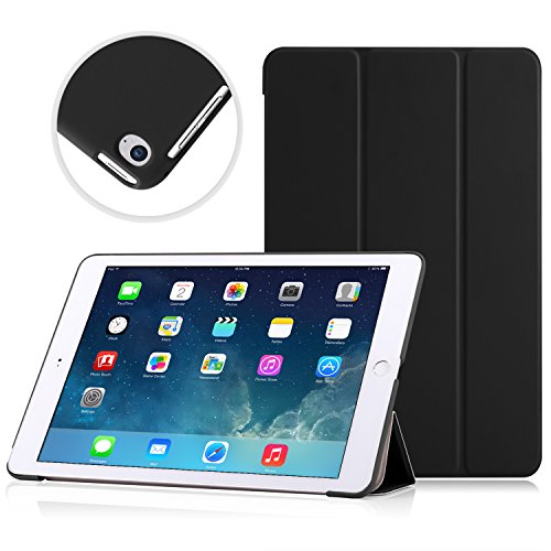 MoKo Hülle für Apple iPad Air 2 - Ultra Slim Kunstleder Schutzhülle Leder Hülle Tasche Ledertasche Etui Smart Case Cover mit Standfunktion Auto Sleep/Wake up Funktion für Apple iPad Air 2/iPad 6, Schwarz