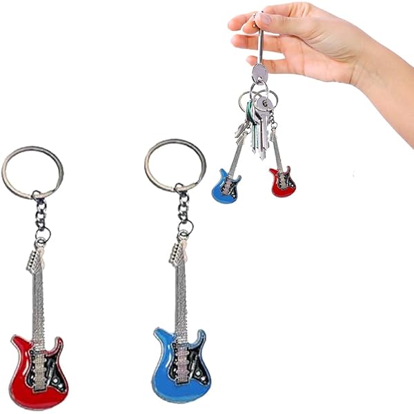 Coole Gitarren-Schlüsselanhänger Aus Metall – 2 Stück Set Für Musikfans