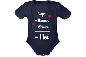 Spreadshirt Papa Maman Amour Calcul Grossesse Naissance Idée De Cadeau Body Bébé Bio Manches Courtes