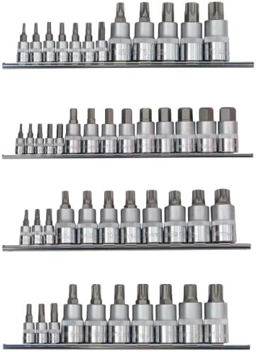 Famex Tools 10729-47 Socket Spanner Inserts for Allen Screws / Multi-Tooth Splines / Torx and Ribe Screws 47 Pieces