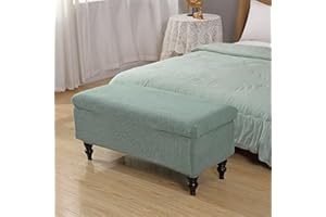 Highdi Stretch Ottoman Cover Rectangle, Soft Elastic Ottoman Slipcover Folding Ottoman Storage Bench Covers Washable Footstool Protector Covers for Living Room (45-75cm,Sage Green)