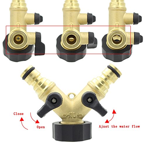 BTSKY TM Messing massiv Doppelter Hahn-Adapter, mit individuellen An/Aus-Ventilen - 3