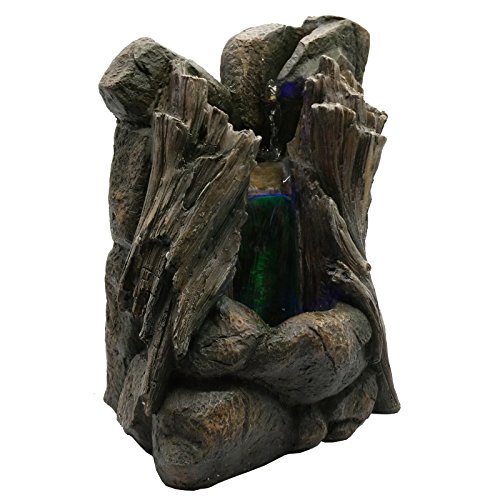 Zen’Light SCFR136 Legno natur braun, Gartenbrunnen, Stein/Holz, 25 x 18 x 36 cm - 2