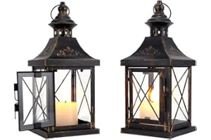 TRIROCKS Set De 2 Candelabros Decorativos 27cm Alto Candelabro Metalico Decoracion del Hogar Sala De Estar Eventos Interiores Exteriores (Negro con Cepillo De Oro)