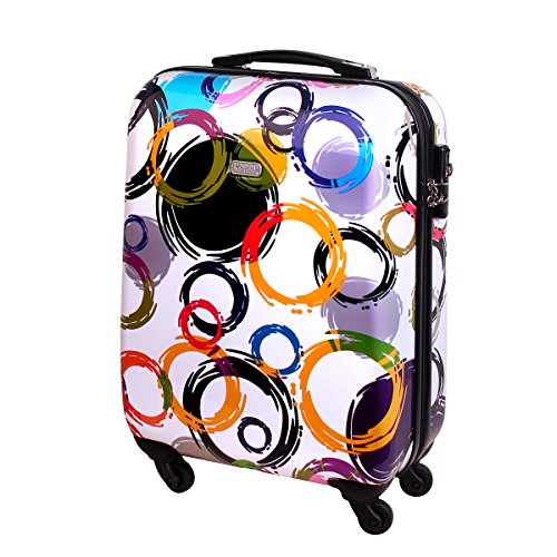 Preisvergleich Produktbild Handgepäck Bordgepäck Hartschalen Koffer für Kurzreisen Urlaub Reisen Businesskoffer Trolley Case TSA Schloss 30 Liter Multi Color Weiß 813 / 818
