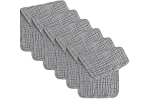 Cubble Large Cotton, 50 x 25 cm Muslin Cloths for Baby, Burp Cloths, Hand Washcloths, Baby Towel, Extra Soft and Absorbent, (Pack of 6) (Grey)