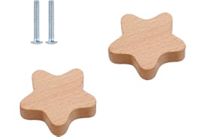 HY HUIJUN 2 pomos para puertas de niños, pomos de madera con diseño de animales para armario, armario, dormitorio