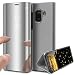 Produktbild HMTECH Galaxy A6 2018 Hülle Kristallklar Plating Überzug Spiegel Makeup Flip PU Lederhülle im Bookstyle Hart PC Magnetverschluss Standfunktion Schutzhülle für A6 2018,Silver PU Mirror