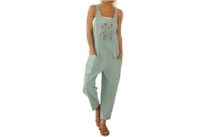BaoDan Salopette Longue Femme Jambe Large, Combinaison Pantalon Grande Taille Rétro, Jumpsuit Salopette Femme Avec Bretelles/Bandage