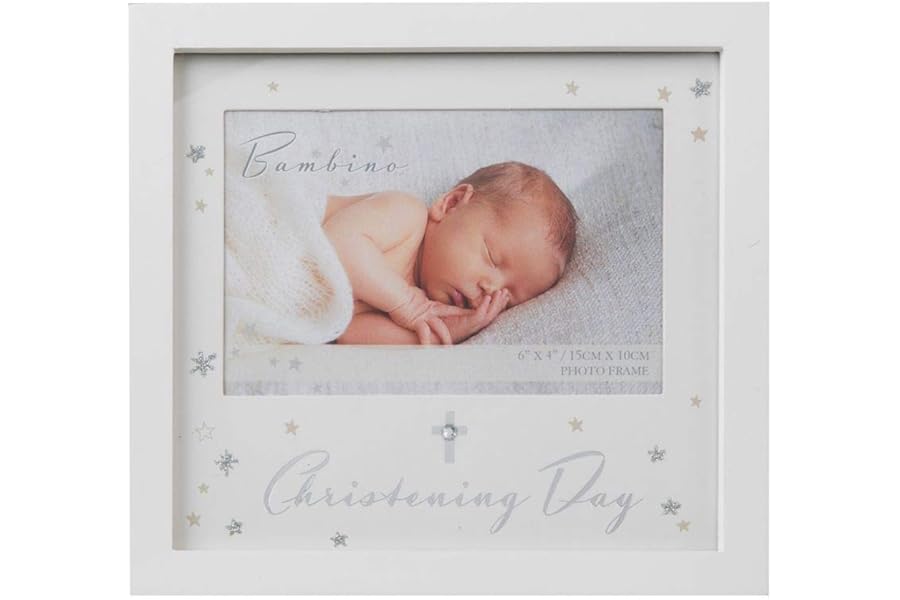 Baby Gift Christening Photo Frame With Cross and Stars