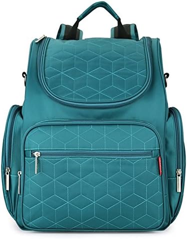 Diaper Bag Backpack With Baby Stroller Straps By SKYIOL, 22L Nappy Changing Bag Backpack Nylon Waterproof Nappy Backpack with Changing Mat (Peacock Green)