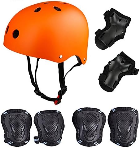Skateboard/Skate Protection Set with Helmet Helmet with 6pcs Elbow Knee Wrist Pads for Kids BMX/Skateboard/Scooter