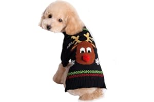 TENGZHI Christmas Dog Costumes Knitted Pet Dog Christmas Sweater,Reindeer Holiday Pet Clothes Jumper For Small Medium Large Dogs Puppy Kitten Cats