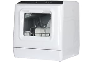 eklipt Table Top Dishwasher, Mini Countertop Dishwasher with 4 Place Settings, 5L Built-in Water Tank, 5+1 Programmes, Touch Control, LED Display, Baby Care & Fruit Wash