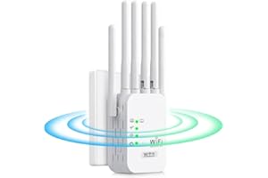 LEWAKERT Répéteur WiFi,Extender WiFi, Amplificateur WiFi 1200Mbps Double Bande 5GHz/2.4GHz, Repeteur WiFi 6 Antennes, 2 Ports LAN, WiFi Extender Compatible avec Toutes Les Box Internet, Configuration Facile