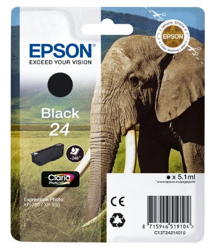 Epson T2421 Tintenpatrone Elefant, Singlepack schwarz