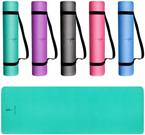 EssVita Premium Yoga Mat 6mm Thick (183*61*0.6cm) Soft Non Slip TPE Fitness Workout Exercise Mat for Pilates Yoga with Carrying Strap Verdurous