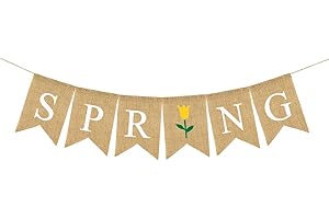 Amosfun SPRING Bunting Banner Linen Burlap Banner for Celebrating the Arrival of Spring - Easter Gift EASTER Decoration EASTER Party Supplies
