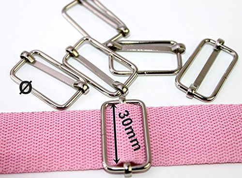 Verschieber-Regulatoren-Gurtschieber vernickelt für Gurte/Bänder bis 30mm. 10 Stück. - 2