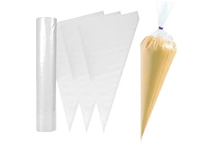 MUALADY 30 Pack Piping Bags Disposable, 21 inch Large Piping Bags, PE Strong Tear-Proof Thick Icing Bags, Professional Piping Bag for DIY Cake & Cookies (52×25cm, Clear)