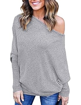 Meyison Bat Sleeves Casual Knit Pullover Off Shoulder Tops Damen