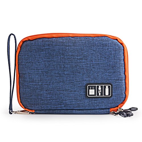 Zuoao Universal Organiser Tragbar Veranstalter Reise Tragen Fall Case Reisetasche Organisator Tasche mit Doppelschichte für Elektronikzubehör, iPad Mini,USB Kabel ,Speicherkarten (Blau Groß) - 9