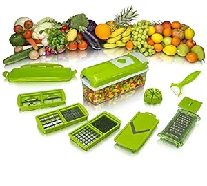MOM'S GADGETS Steel Vegetable and Fruit Chipser/Chopper/Slicer/Chopper Cutter/chipser Slicer Grater/Fruit Chopper/Potato Slicer/Slicer Dicer/Salad Cutter machine/12 Blades 1 Peeler/Color (Random)