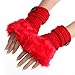 Produktbild Weihnachtsgeschenk Frauen Handschuhe SHOBDW Damen Warm Winter Faux Kaninchenfell Handgelenk Fingerlose Handschuhe Fäustlinge (Rot)