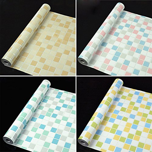 UNIQUEBELLA Vintage Simpel Retro Abstrakt Mosaik optik 3D Tapete Fototapete PVC Prägung Wandbild 45CM*19M für Wohnzimmer, Hotel, Flur, Büro und Schlafzimmer #2 - 3