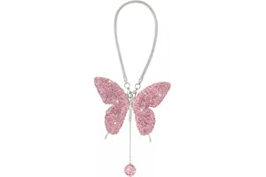 DONGKER Ornements de Miroir de Voiture,Miroir de Voiture en Strass Pendentif Papillon Suspendu pour Rétroviseur de Voiture