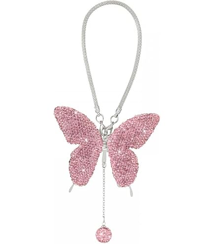 Pendentif Papillon Pour Rétroviseur Cobee - Strass Brillant - Longueur 21.5cm - Cadeau Voiture Femme