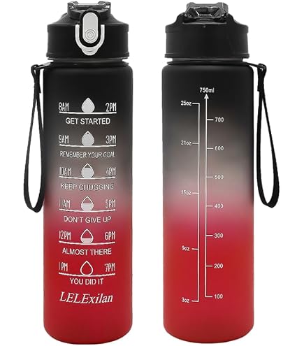 Gourde Sport XZMCAT 750 Ml Avec Marqueur De Temps - Sans BPA, étanche - Paille Incluse - Idéale Fitness, Bureau