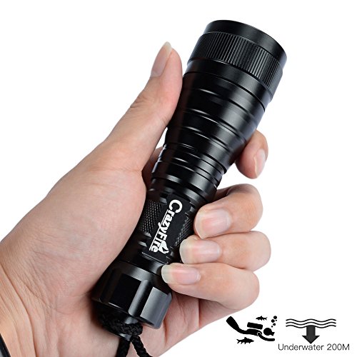 CrazyFire Tauchen Licht,1050Lumen CREE XM-L2 U4 Led Tauchlampe,1 Modus Unterwasser 200 Meter Wasserdichte Tauchens Taschenlampe (Akku und Ladegerät im Lieferumfang Enthalten) - 4