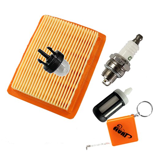 HURI Luftfilter + Zündkerze + Primer Pumpe + Benzinfilter passend für Stihl FS120 FS200 FS250 FS300 FS350 FS400 FS450 BT120 BT120C FR350 FR450 # 4134 1410 300