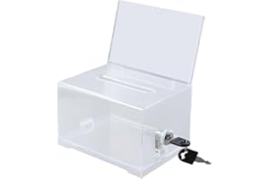 HEAVENLIFE Urne Vote, 16x12x10cm Boîte à Donation, Boite en Acrylique avec Serrure, Boîte de Commentaire Verrouillable pour Vote, Organisation Caritative (Transparent)