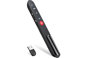 ‎KKMOL Presenter mit Laserpointer Präsentation, 2.4 GHz Wireless powerpoint Fernbedienung mit USB-Empfänger, 30m Reichweite Roter Presenter, Laserpointer stark für PowerPoint/Windows/Mac