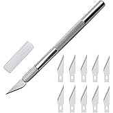 Cutter Di Precisione, Taglierino Cutter e 10 Lame di Ricambio in Acciaio, Coltello da Intaglio Artistici, Coltello da Innesto