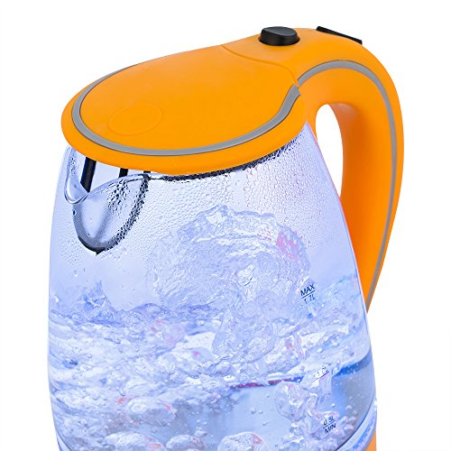 Wasserkocher 1,7 L orange  Teekessel Teekocher 2200 W LED Innenbeleuchtung 360° kabellos - 4