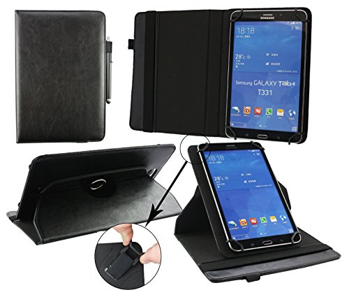 Emartbuy® Trekstor SurfTab Breeze 9.6 Quad 3G 9.6 Zoll Tablet Universal ( 9 - 10 Zoll ) Schwarz PU Leder 360 Grad rotierende Stand Folio Geldbörse Tasche Hülle + Schwarz Eingabestift