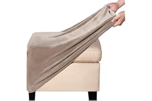 FAIRUO Footstool Cover Round/Square/Rectangle Ottoman Cover Foot Stool Slipcover Folding Stool Slipcovers Stretch Velvet /Jacquard Super Soft Universal pouffe Covers with Elastic Bottom ( Color : @93 , Size