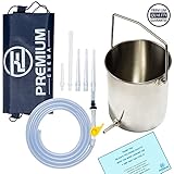 Premium Enema STAINLESS STEEL ENEMA KIT - 2.0 Litre Capacity, Premium Stopcock Tap, Non-Return Safety Valve, 180cm Silicone Hose, 5 Tips (3 Flexible & 2 Hard) Plus Storage Bag - BPA Free and Phthalates Free - Satisfaction Guaranteed