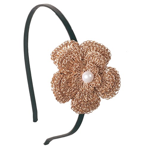 Wachsmalstift Flocken Kids Mädchen Golden Blume Haar Band Head Zubehör mit Perlen