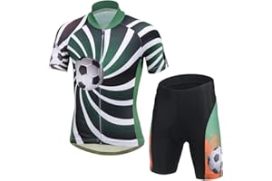 Amur Leopard Completo da Ciclismo Bambini Bambina Set Ciclismo Maglia a Mancia Corta + Pantaloncini con Imbottitura Traspirante