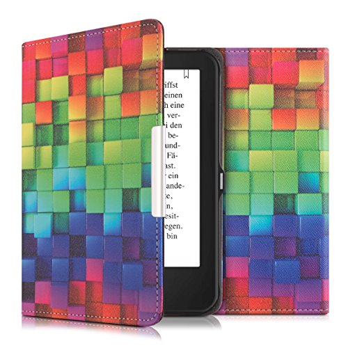 kwmobile Hülle für Tolino Shine 2 HD - Flipcover Case eReader Schutzhülle - Bookstyle Klapphülle Regenbogen Würfel Design Mehrfarbig Grün Blau