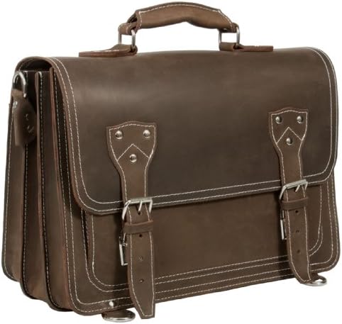 HIDEONLINE Vintage Veg Tanned Leather Satchel/Backpack Bag/Briefcase/Backpack (Mud BRN)