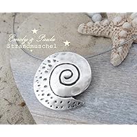 Halsreif Stahldraht mit versilberter Spirale Muschel edel Strandmuschel