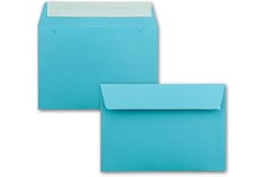 ‎FARBENFROH BY GUSTAV NEUSER 25x Briefumschläge Türkis DIN C6 Format 11,4 x 16,2 cm - Haftklebung - Kuverts ohne Fenster - Weihnachten, Grußkarten & Einladungen - Für A6 & A4 Papier